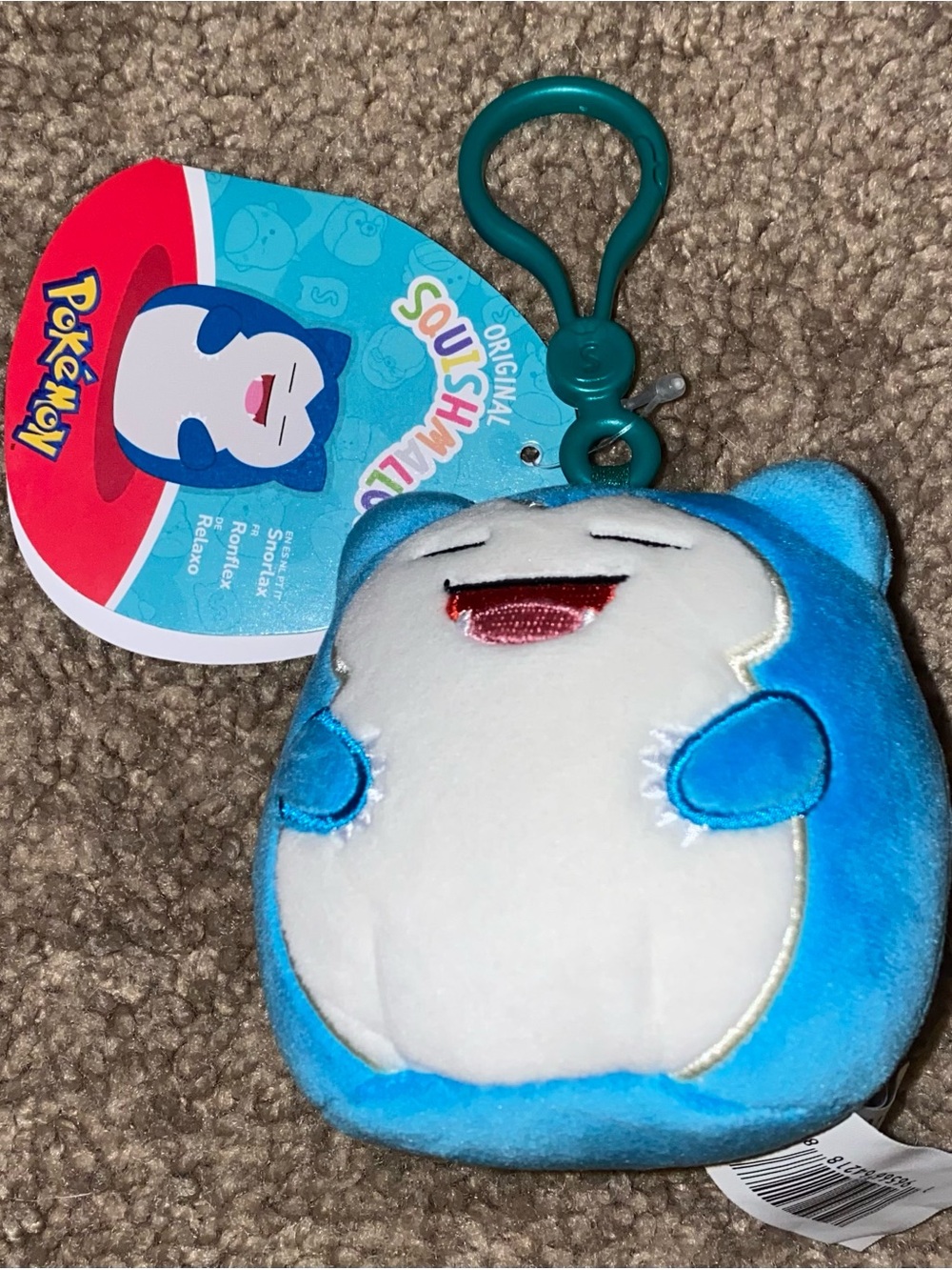 NWT Squishmallows Pokémon Snorlax Plush Bag Charm Toy